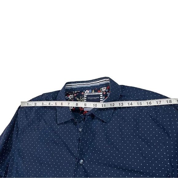 Denim & Flower Ricky Singh Navy & Periwinkle Dots Long Sleeve Button-Up Sz XL - Picture 13 of 16